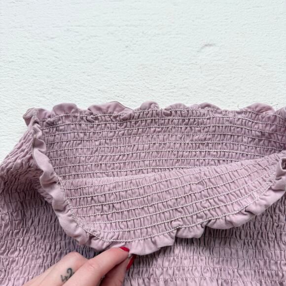 Reworked Lavender Smocked Ruffle Hem Tube Top, Size Large - Picture 4 of 6